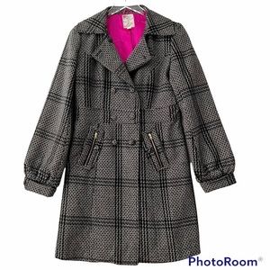 Tulle Black and Gray Wool Blend Dress Coat Size Large